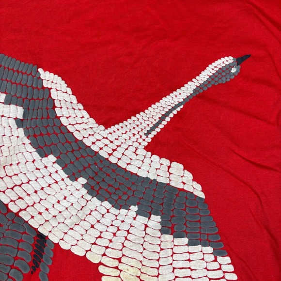 Vintage Crane Sweatshirt Womens Large Red Japanese Style Pullover Puff Print 80s - Picture 3 of 7